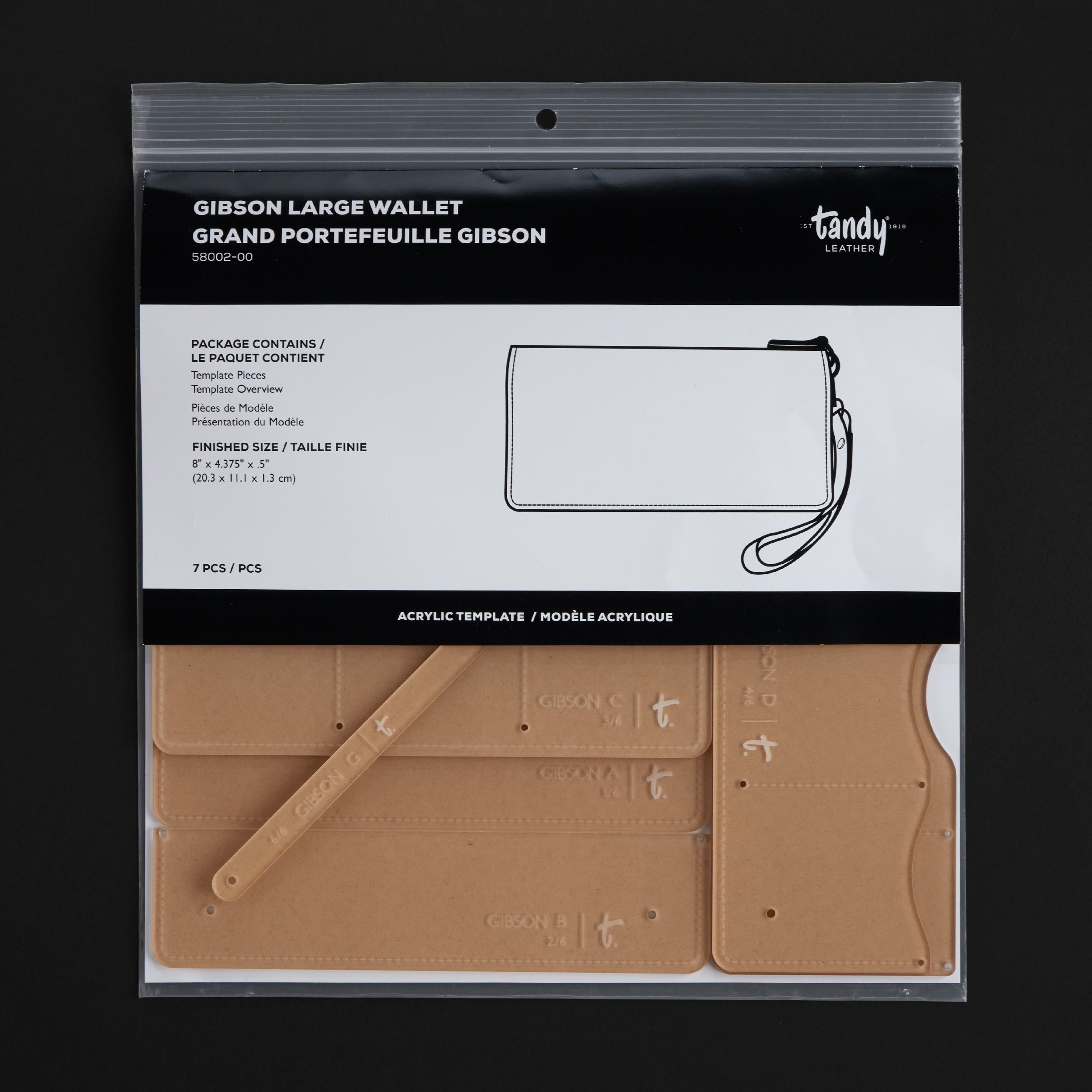 Gibson Large Wallet Acrylic Template