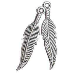 Feather Embellishments Silver Plated 1 Pair